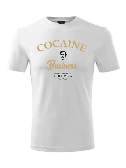 EL PATRON pánske tričko – Cocaine and Business – Biela