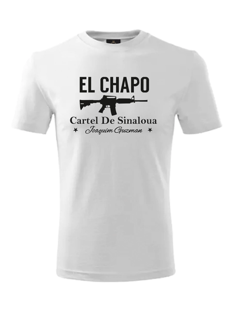 EL PATRON pánske tričko – El Chapo M16 Black – Biela