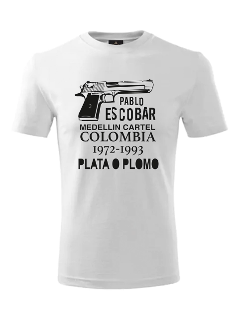 EL PATRON pánske tričko – Cartel La Pistola Black – Biela