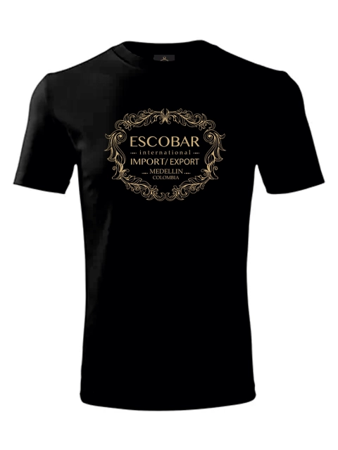 EL PATRON pánske tričko – Import-Export Gold – Čierna