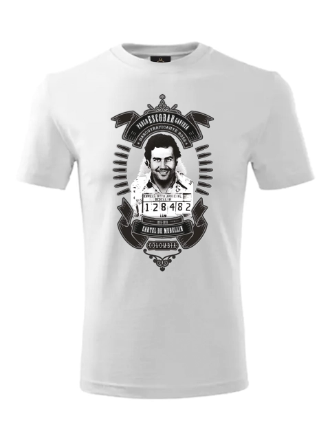 EL PATRON pánske tričko – Pablo Escobar Gaviria – Biela