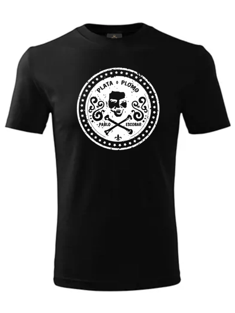 EL PATRON pánske tričko – Skull Plata o Plomo White – Čierna